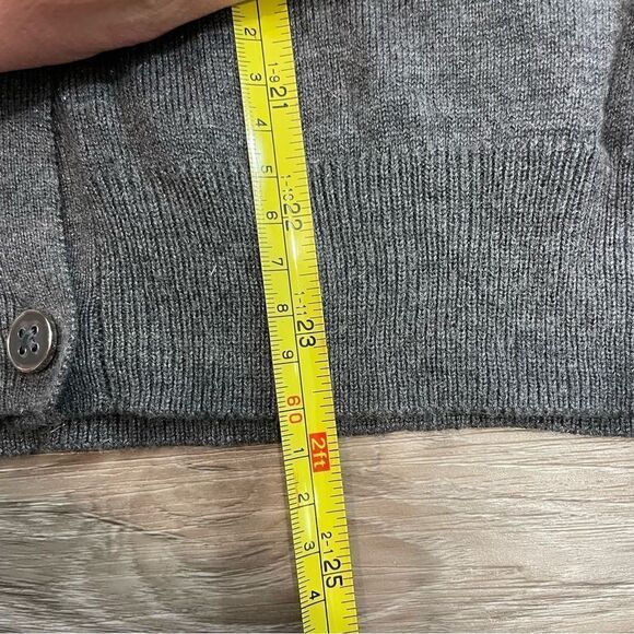 Nicole Miller Gray Button Up Cardigan with Lurex Silver Threads - Picture 12 of 12